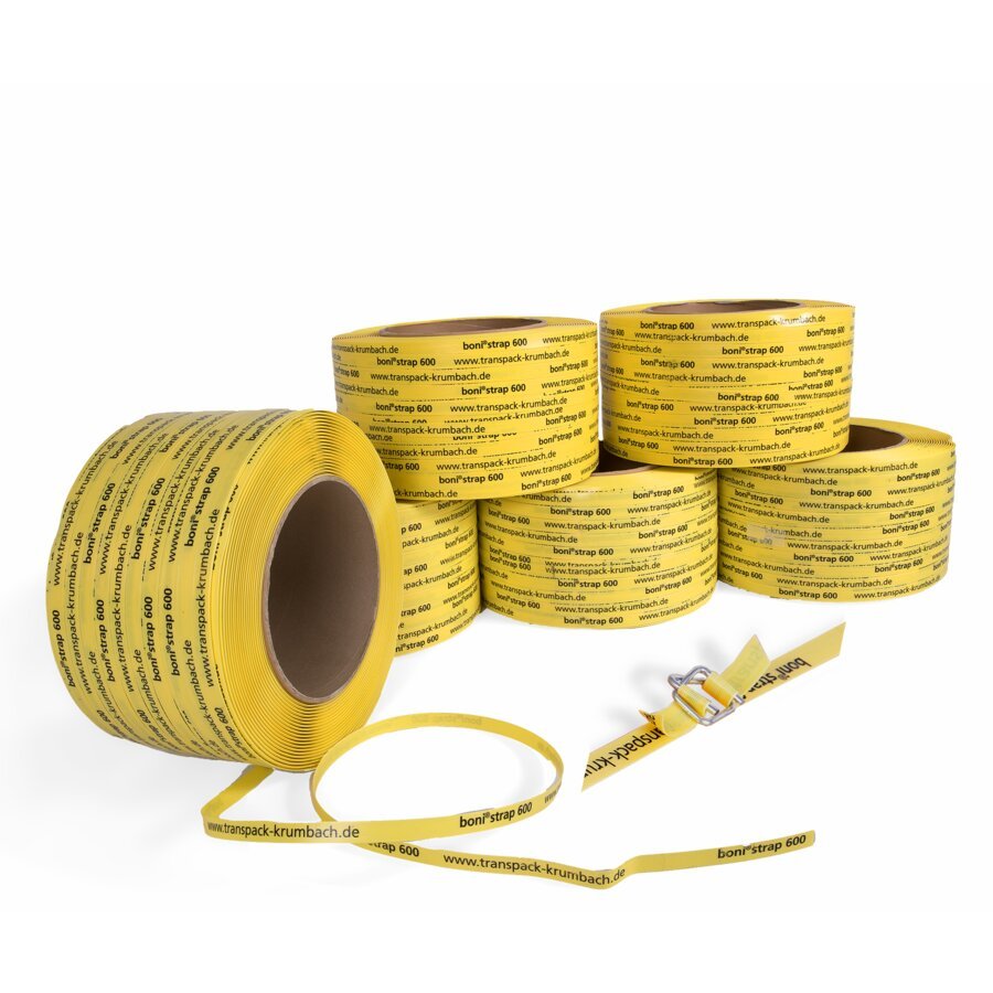 Die Reißfestigkeit des bonistrap 600 ist mit Stahlband vergleichbar, im Gegensatz dazu aber korrosionsfrei Die Reißfestigkeit des bonistrap 600 ist mit Stahlband vergleichbar, im Gegensatz dazu aber korrosionsfrei