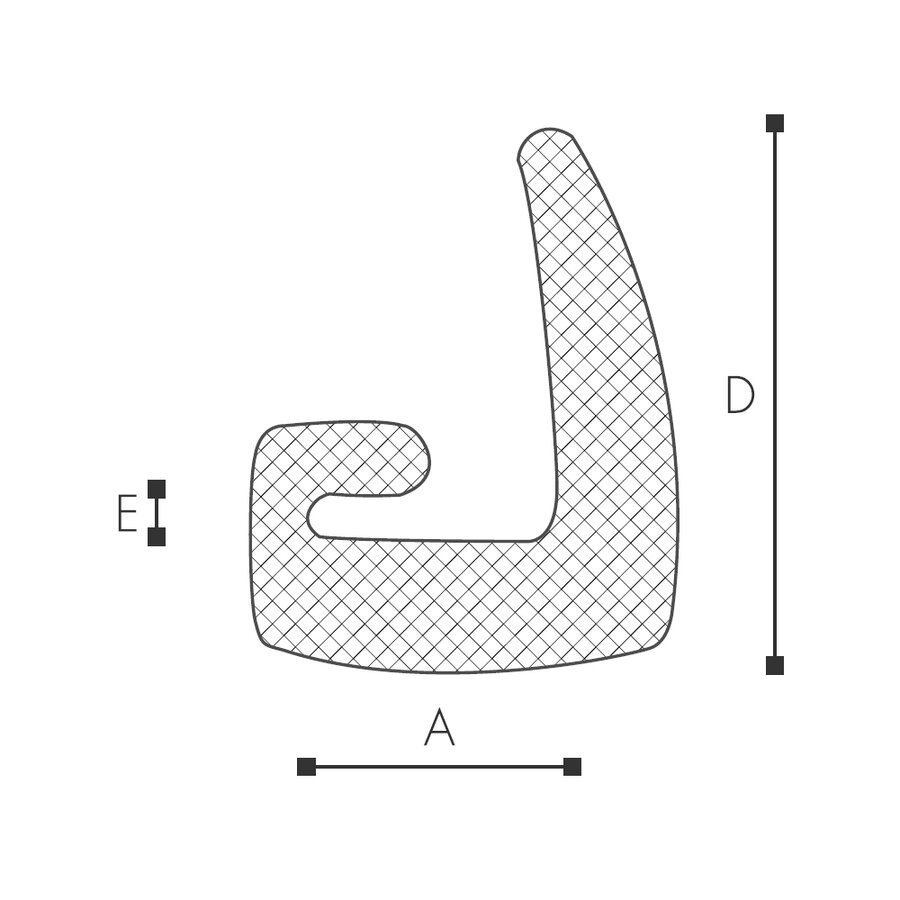 Abmessungen des Schaumprofils (siehe Preistabelle) Abmessungen des Schaumprofils (siehe Preistabelle)