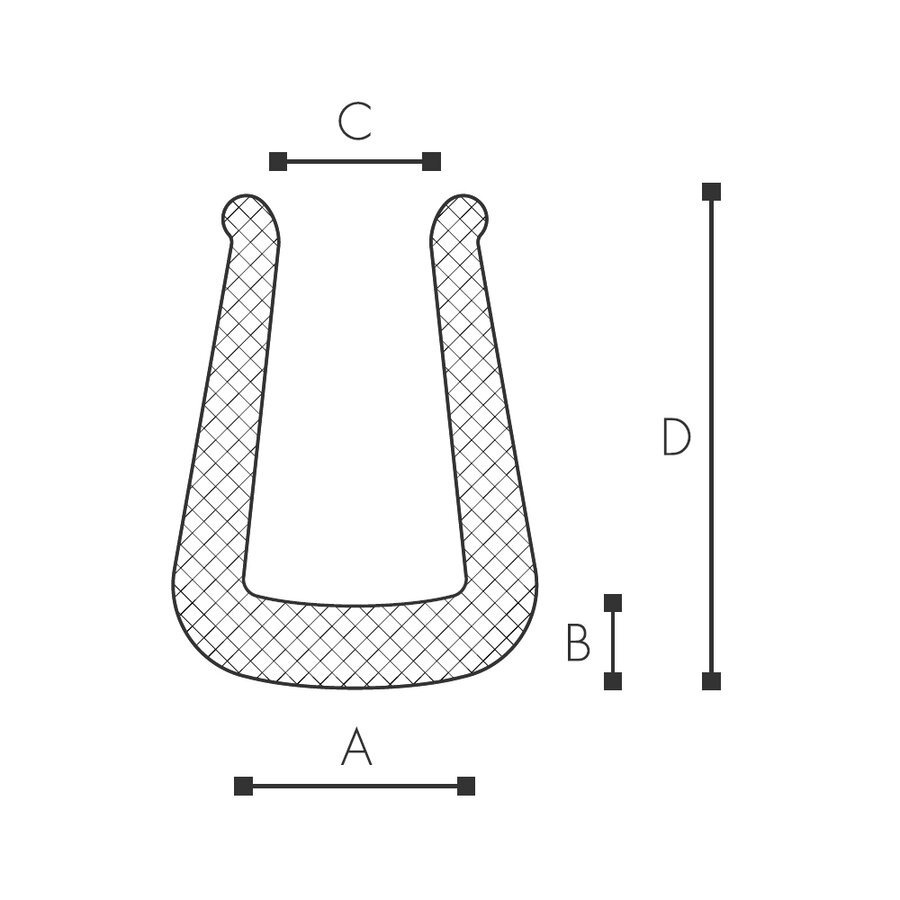 Abmessungen des Schaumprofils (siehe Preistabelle)
