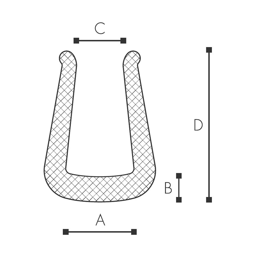 Abmessungen des Schaumprofils (siehe Preistabelle)