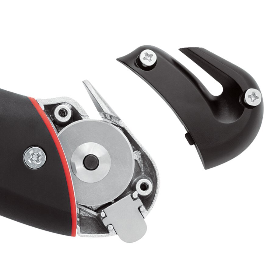 Indem Sie die beiden Schrauben der Endkappe lsen, knnen Sie das Rundmesser ganz einfach auswechseln