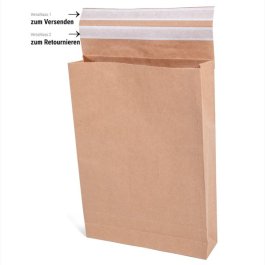 Papier-Versandtasche mit Blockboden & Seitenfalte, wiederverschließbar
