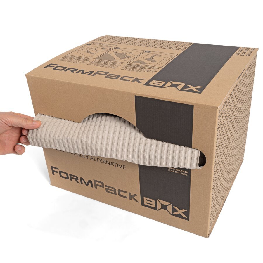 Klein, praktisch und mobil einsetzbar: Die Polsterpapier Spendebox ist ein praktischer Helfer beim Verpacken