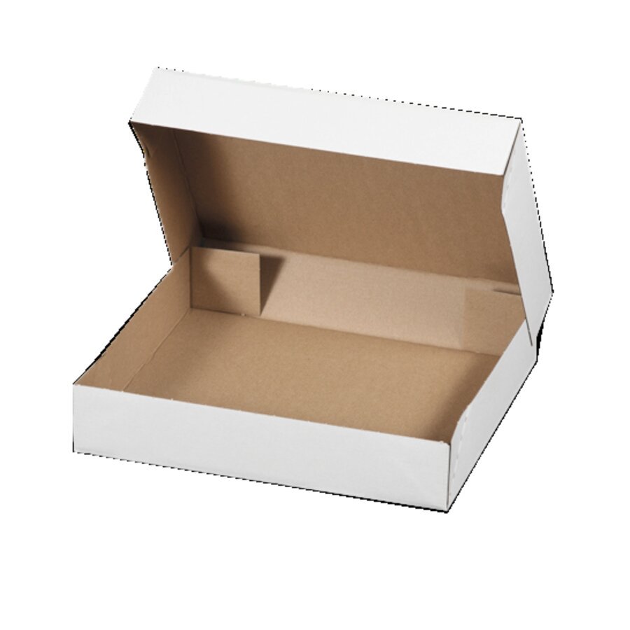 Weie Klappschachtel fr den Versand von Kleinteilen, Textilien & Co.