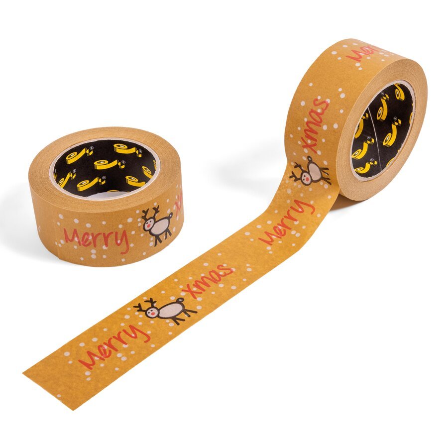 Papierklebeband mit weihnachtlichem Druck und Schriftzug 
