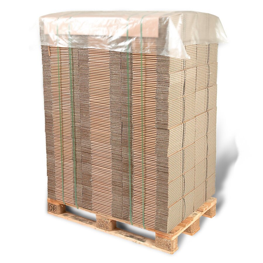 Transparentes Abdeckblatt fr Paletten aus 50% recyceltem LDPE-Material