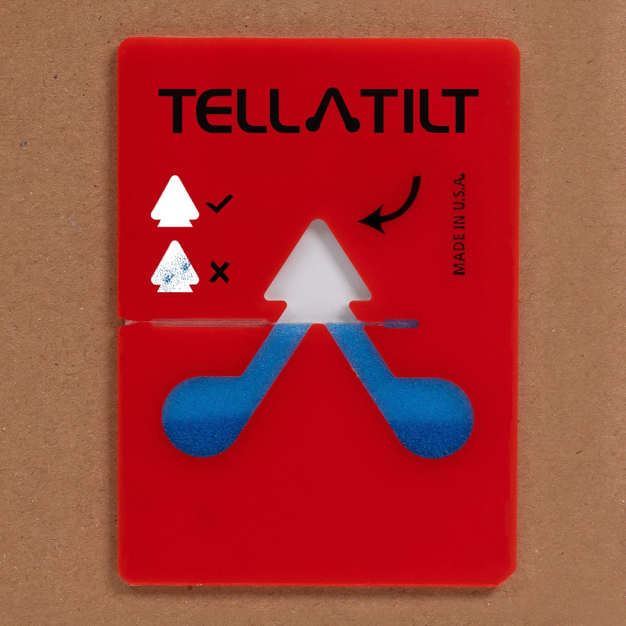 Aufgeklebter Kippindikator - Karton muss aufrecht transportiert werden