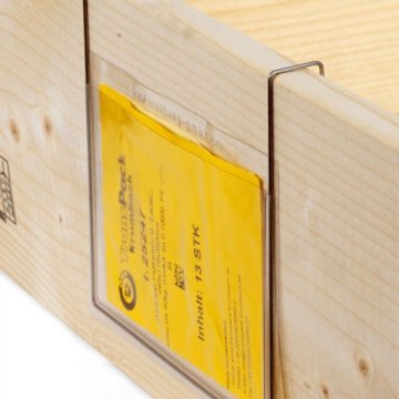 Mit kurzem Drahtbügel einfach am Palettenaufsatzrahmen zu befestigen