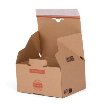 Geöffneter Versandkarton mit Sicherheitsverschluss