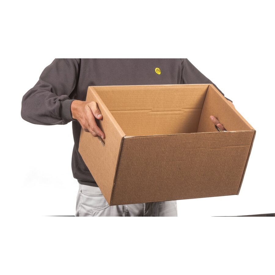Durch die doppelten Seitenw�nde l�sst sich der Archivkarton an den Griffausstanzungen sicher tragen