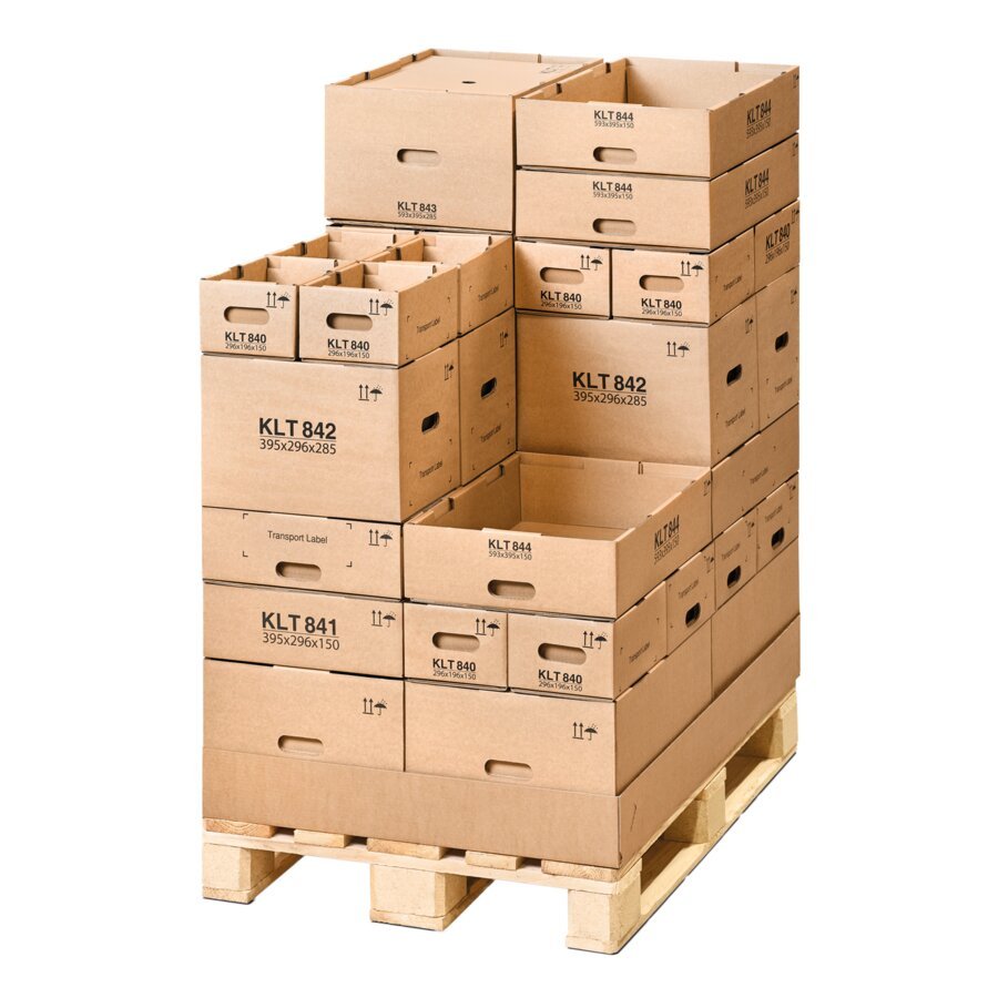 KLT-Behlter aus Wellpappe - alle Gren miteinander stapelbar