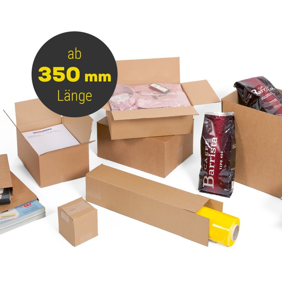 Stabile Wellpapp-Faltkartons in unterschiedlichen Gren ab 350 mm Lnge