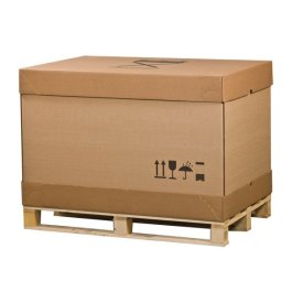 So sieht der 4-teilige Palettencontainer fertig montiert aus.