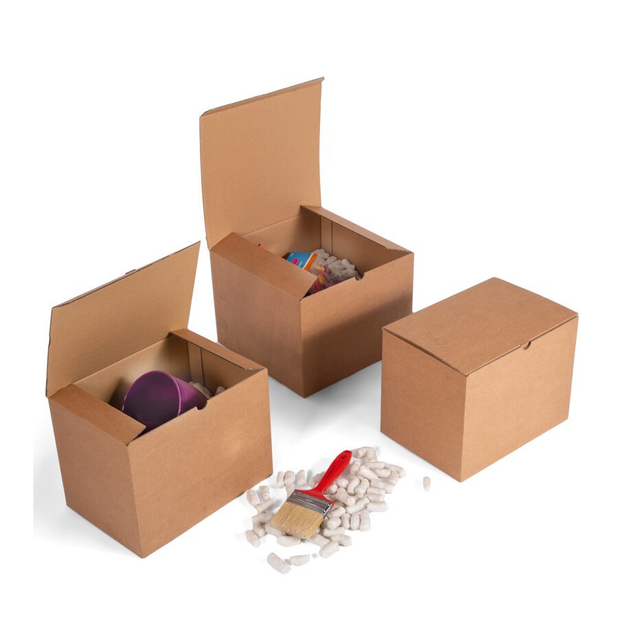 Die praktischen Klappschachteln mit Automatikboden gibt es in vielen Abmessungen, in wei oder in braun