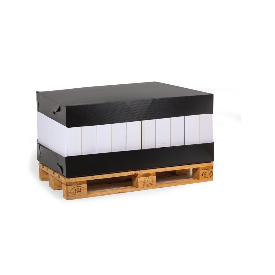 Palettenboden und Palettendeckel sind aus stabilem, 1-welligem Kunststoff