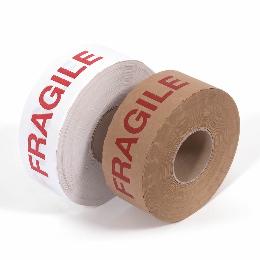 Nassklebeband in wei und braun bedruckt