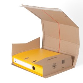 Ordnerverpackung mit Selbstklebeverschluss