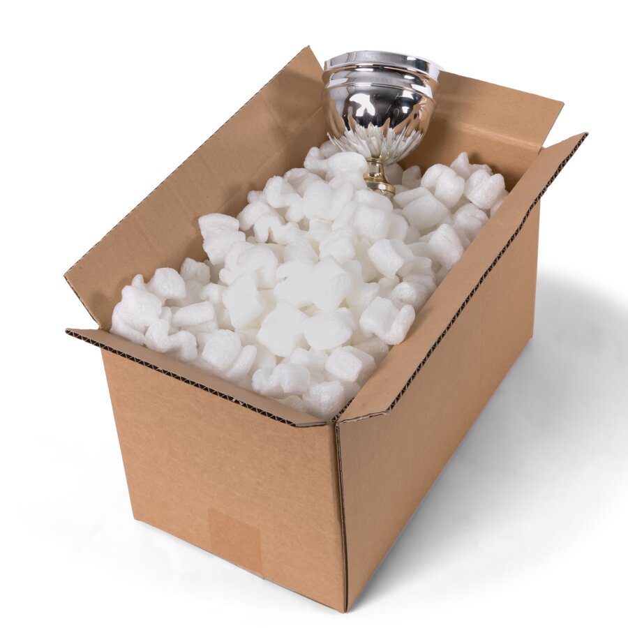 Die Verpackungschips Naturfll bestehen zu 100% aus Maisstrke und Wasser