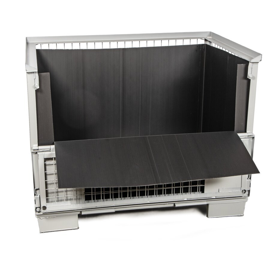 Robuster schlag- und wetterfester Gitterboxeinsatz aus PP-Hohlkammerplatte Robuster schlag- und wetterfester Gitterboxeinsatz aus PP-Hohlkammerplatte