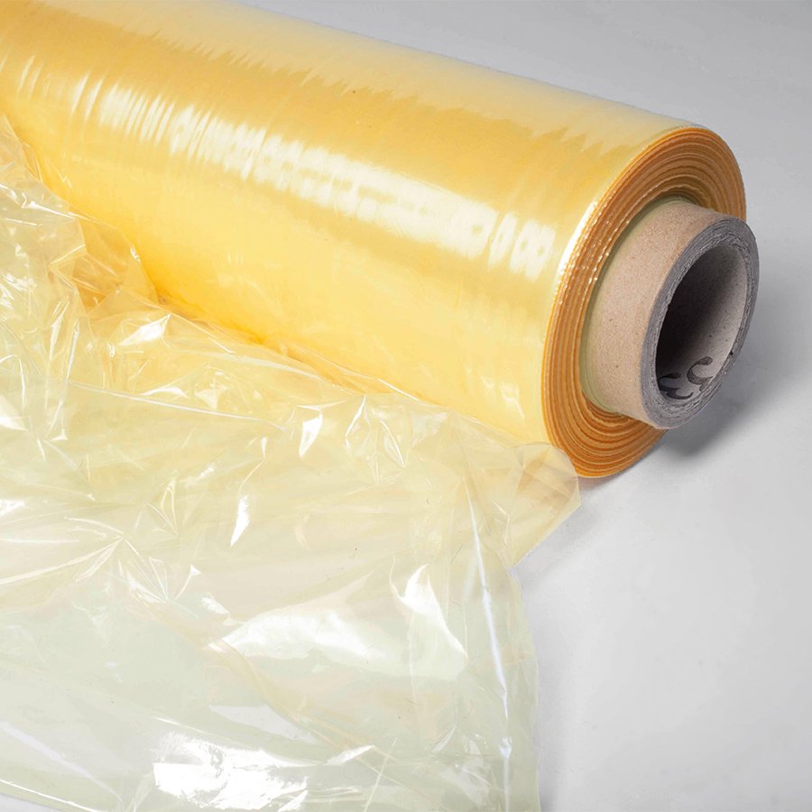 Die transparente Stretchfolie in gelb oder grn hinterlsst keinerlei Rckstnde auf dem verpackten Material