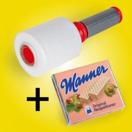 Spar-Set Ministretchfolie + Abroller + Manner Waffeln