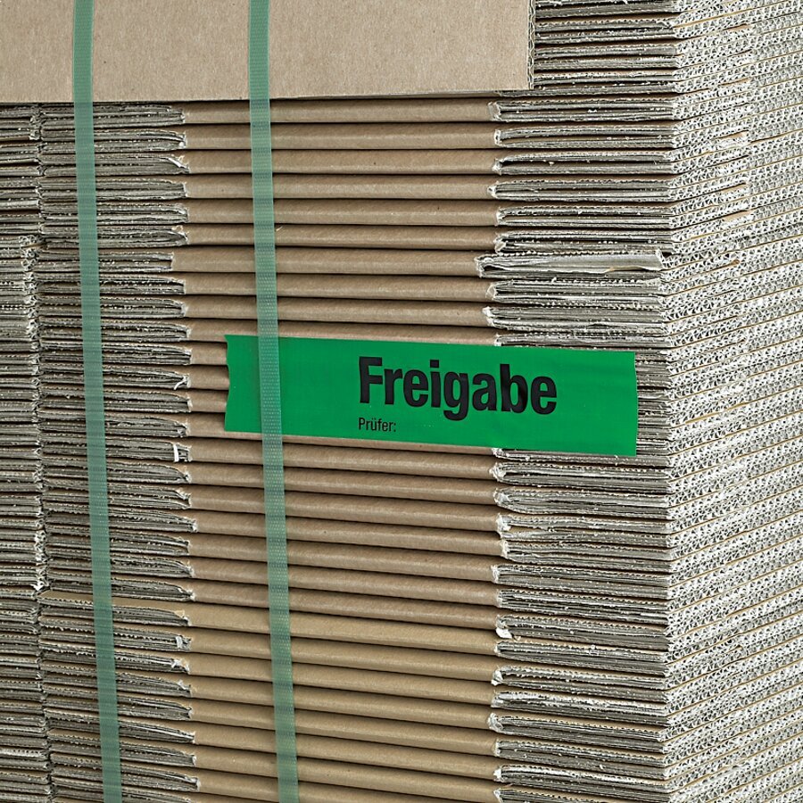 Sicherungs-Band mit Schriftfeld fr den Prfvermerk