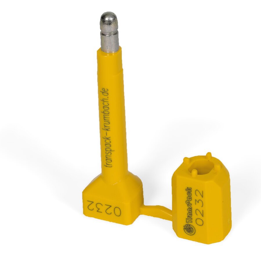 Zweiteilige Containerplombe aus gehrtetem Stahl mit Kunststoffummantelung