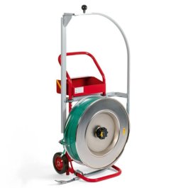 Abrollwagen fr Umreifungsband, fahrbar mit Palettierhilfe