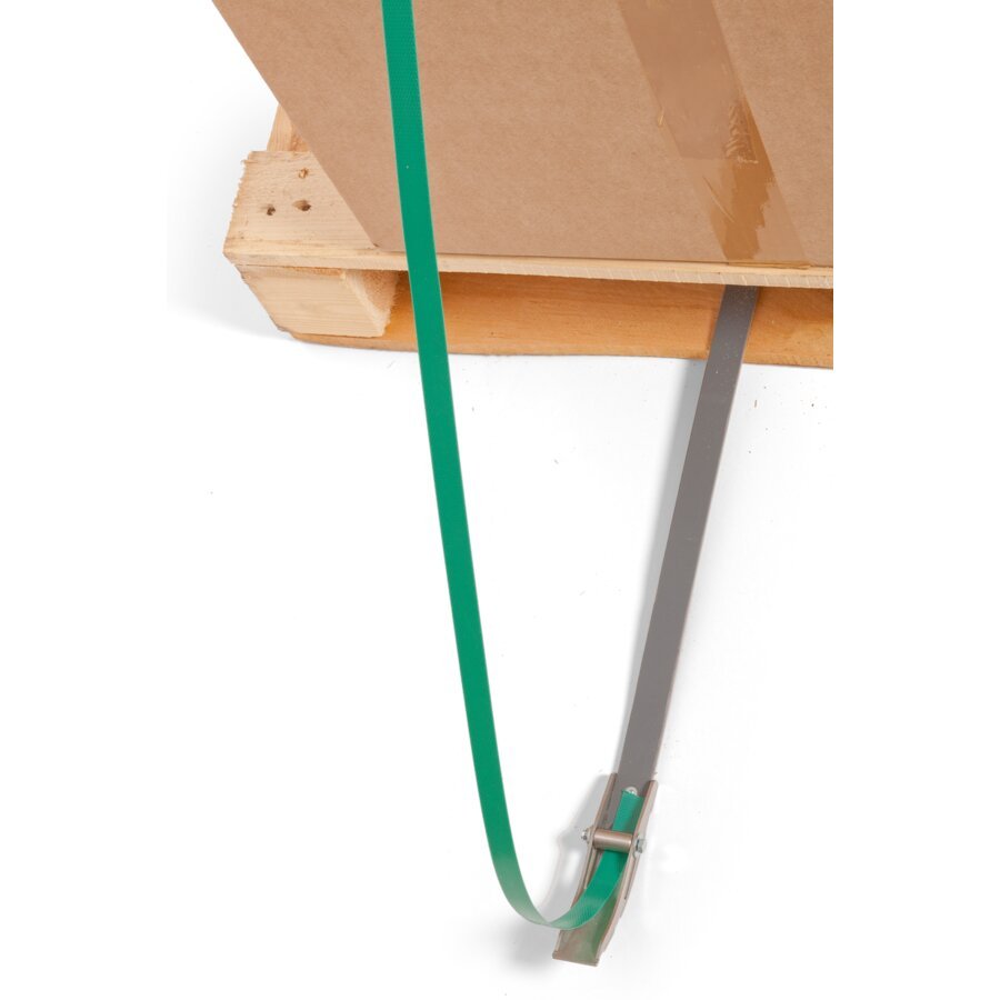 Dank der Palettierhilfe kann das Umreifungsband einfach unter der Palette durchgezogen werden. Dank der Palettierhilfe kann das Umreifungsband einfach unter der Palette durchgezogen werden.