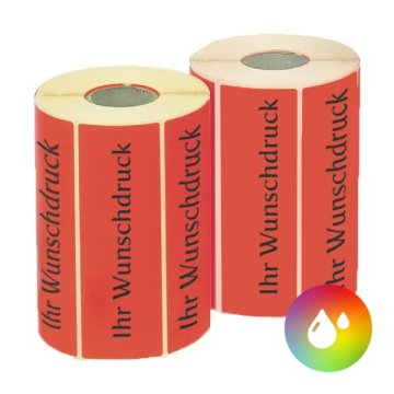 2 Rollen rotes Etikett - schwarzer Aufdruck "Ihr Wunschdruck"