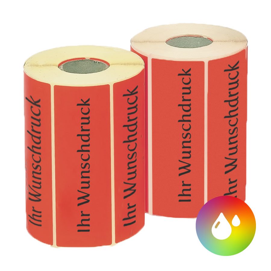 2 Rollen rotes Etikett - schwarzer Aufdruck 