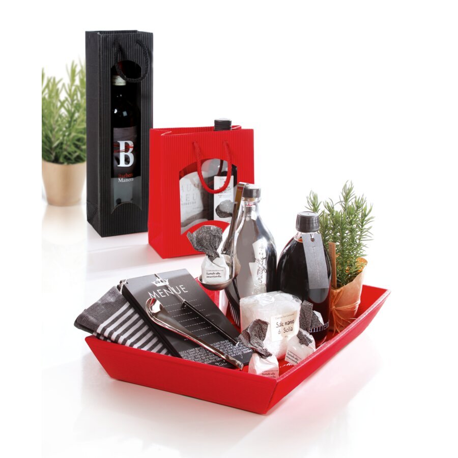 Prsentkorb flach rot gefllt