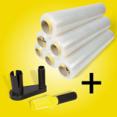 Handstretchfolie 500 mm 300 lfm 17 my Set 6 Rollen mit Abroller