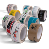 Paketband PP leise 50 mm braun 3-farbig bedruckt